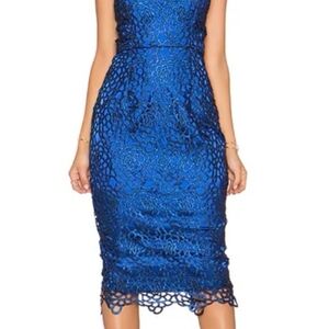 NWT ASILIO EYE TO EYE OBSIDIAN BLUE LACE EVENING COCKTAIL DRESS SIZE XS/6